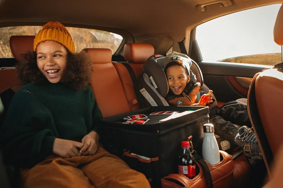 kids with car back seat organizer