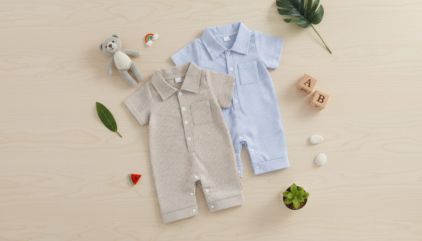 Striped Summer Romper for Baby Boys: Cool & Easy Fit