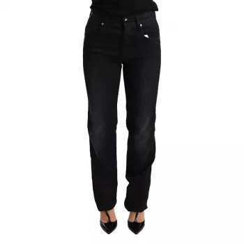 Ermanno Scervino Washed Black Low-Rise Straight Jeans